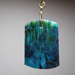Indonesian Blue Opal Gemstone Pendant Charm - Natural Organic Stone Finished With A 14k Yellow Gold Filled Spring Ring Clasp