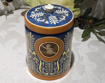 Vintage Elizabeth Shaw LTD Revival Italian Majolica Tin Box - Cherub/Angel Vintage Tin
