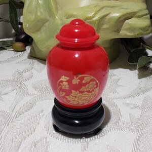 Vintage Avon Gold Floral Design Red Oriental Urn Vase Cologne Bottle - Moonwind Cologne - Avon Perfume Decanter Bottle