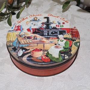Rare Hard To Find Vintage 1952 Atlantic Can Co. Delawanna NJ Sallie Chase Inn Newtown, Connecticut Sallie Chase Fruit Cake Round Tin