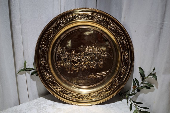 Vintage Lombard Made in England Brass Embossed/repousse Stagecoach