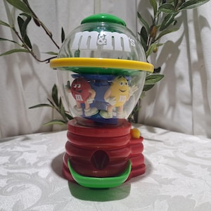 Vintage Limited Edition Collectible Red And Yellow M&M&#39;s Gumball Machine Design Spinning Candy Dispenser - M And M Candy Dispenser