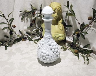 Beautiful Vintage Imperial Glass Grapevine Design Milk Glass Wine Decanter - Vintage Glass Decanter