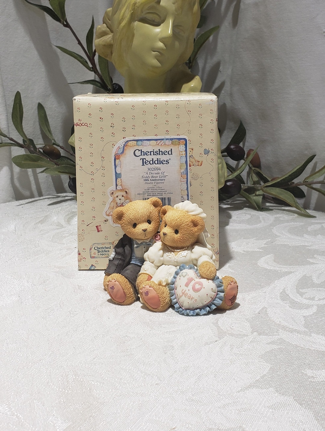 Vintage Cherished Teddies Figurine – 10th Anniversary Couple by