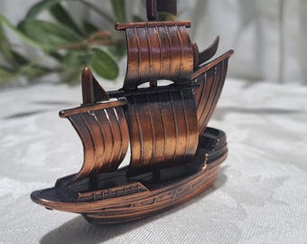 New in Box Vintage Miniature Galleon Ship/pirate Ship Antique
