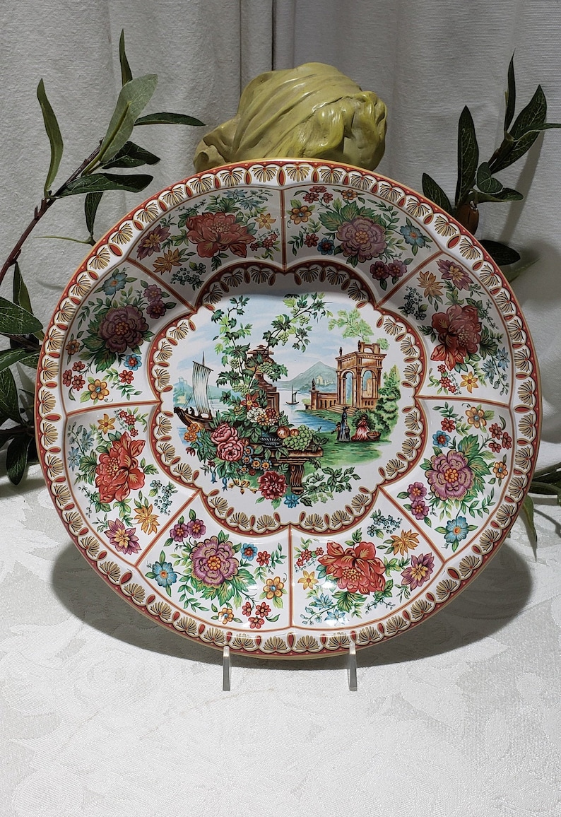 Floral Seaside Landscape Inspired Design Made in England Beautiful Vintage Daher Decorated Ware Decorative Bowl