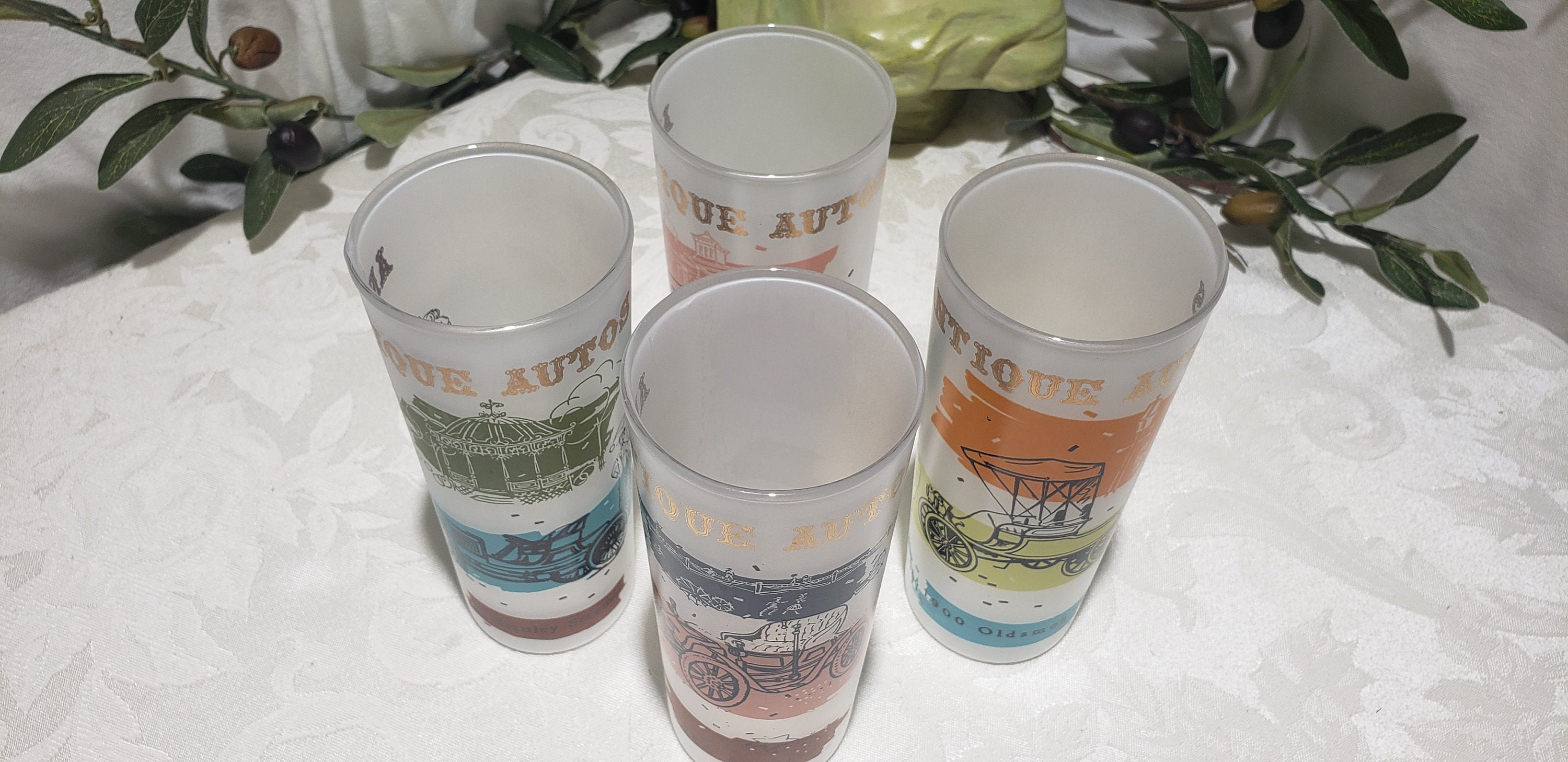 Vintage Set of 4 Libbey Antique Cars Frosted Highball Glasses - Etsy
