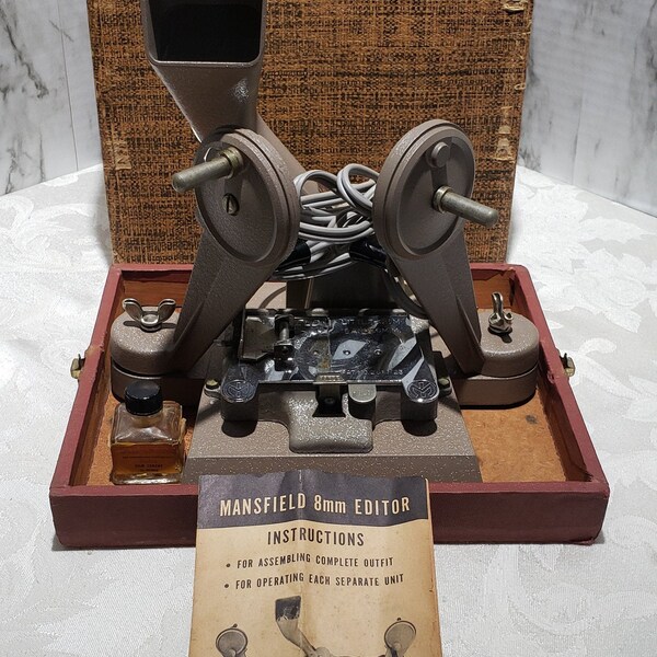 Rare Vintage 1967 Mansfield 8mm Editor Auto Splicer Film Viewer Model 800 "Little Gem"