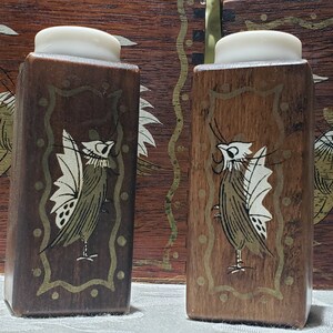 Vintage Mid Century Rooster Design Wooden Canister Set – Japan image 3