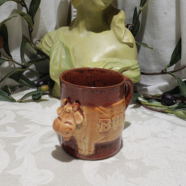 Cool Vintage Enesco Figural Ceramic Bull Mug Made In Japan - Bull/Cow Mug - Country Home Mug