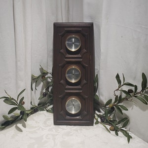 Vintage Springfield Instruments Mid Century Faux Wood Design Plastic Wall Hanging Weather Station
