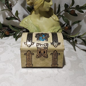 Vintage Coat Of Arms Embossed Design Treasure Chest Inspired Hinged Lid Tin Box Made In England By Harry Vincent Ltd.