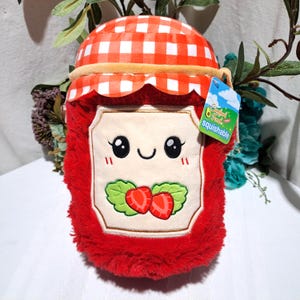 New With Tags Handpicked Squishable Comfort Food Mini Strawberry Jam Jar Collectible Plush - Strawberry Jam 10&quot; Tall Squishable Stuffed Toy