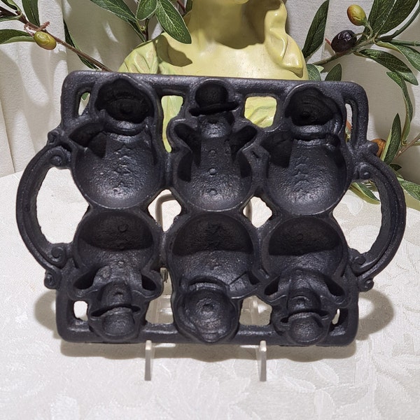 Cast Iron Snowman Mold - Etsy