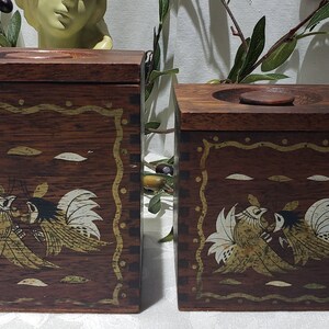 Vintage Mid Century Rooster Design Wooden Canister Set – Japan image 5