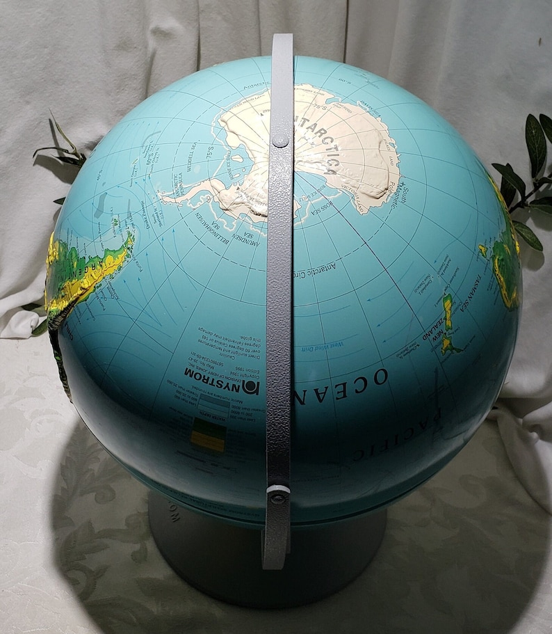 Vintage 1990's Nystrom 40cc/16" Sculptural Relief World Globe - Double ...