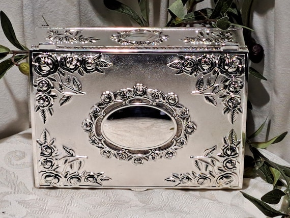 Beautiful Vintage Large Ornate Silver Plated Embo… - image 4