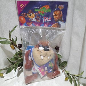 New Factory Sealed Vintage 1996 Warner Brothers Space Jam Movie Taz The Tasmanian McDonalds 7&quot; Tall Collectible Plush Toy - Taz Plush Toy