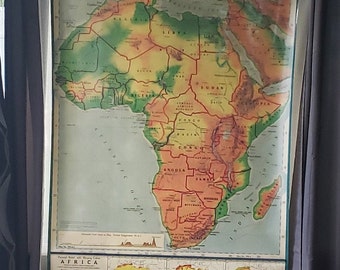 Vintage Africa School Map – A.J. Nystrom Pull Down Chart, 1961 - Etsy