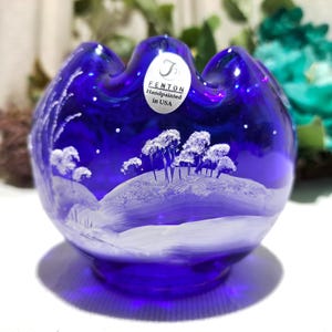 Fenton 1993 手描き冬の風景皿 Fenton Winter Scene - Etsy