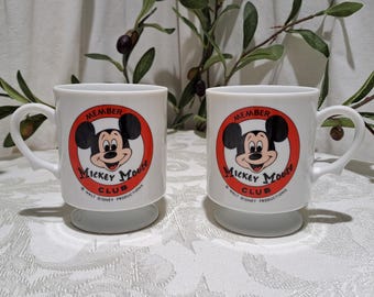 Vintage One Walt Disney Productions Mickey Mouse Club Member Pedestal Ceramic Mug Made In Japan - Collectible Mickey Mouse Mugs