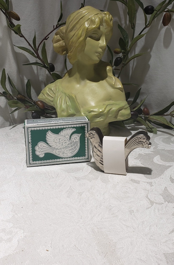 Vintage Avon Silver Dove Ornament Bird Of Paradise Co… Gem