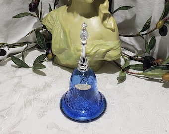 Vintage Avon Cobalt Blue And Silver Glass Handbell Cologne Decanter - Roses Roses Cologne - Avon Empty Perfume Decanter Bottle
