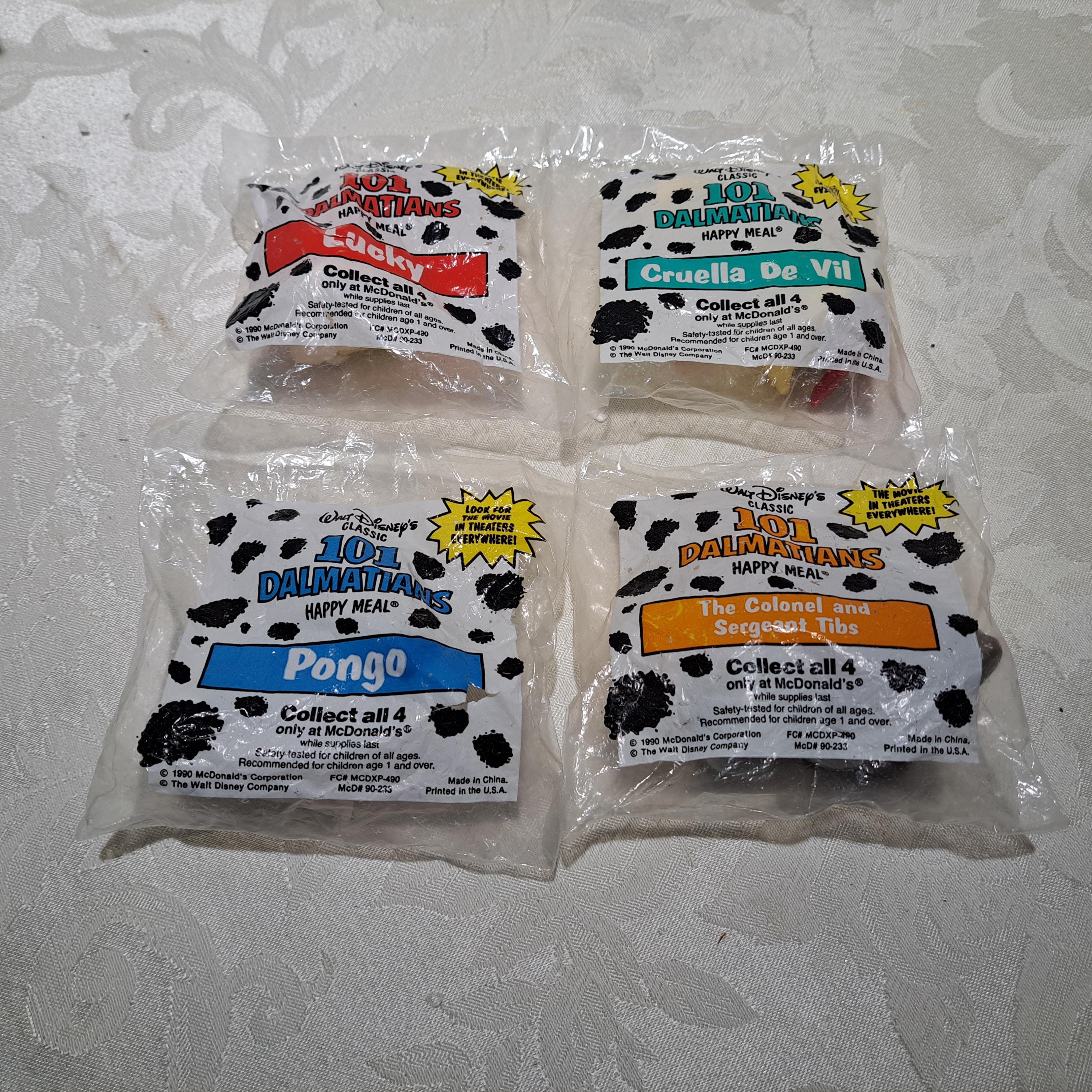 Vintage 1990 Complete Set of 4 Mcdonalds Walt Disney Classic 101