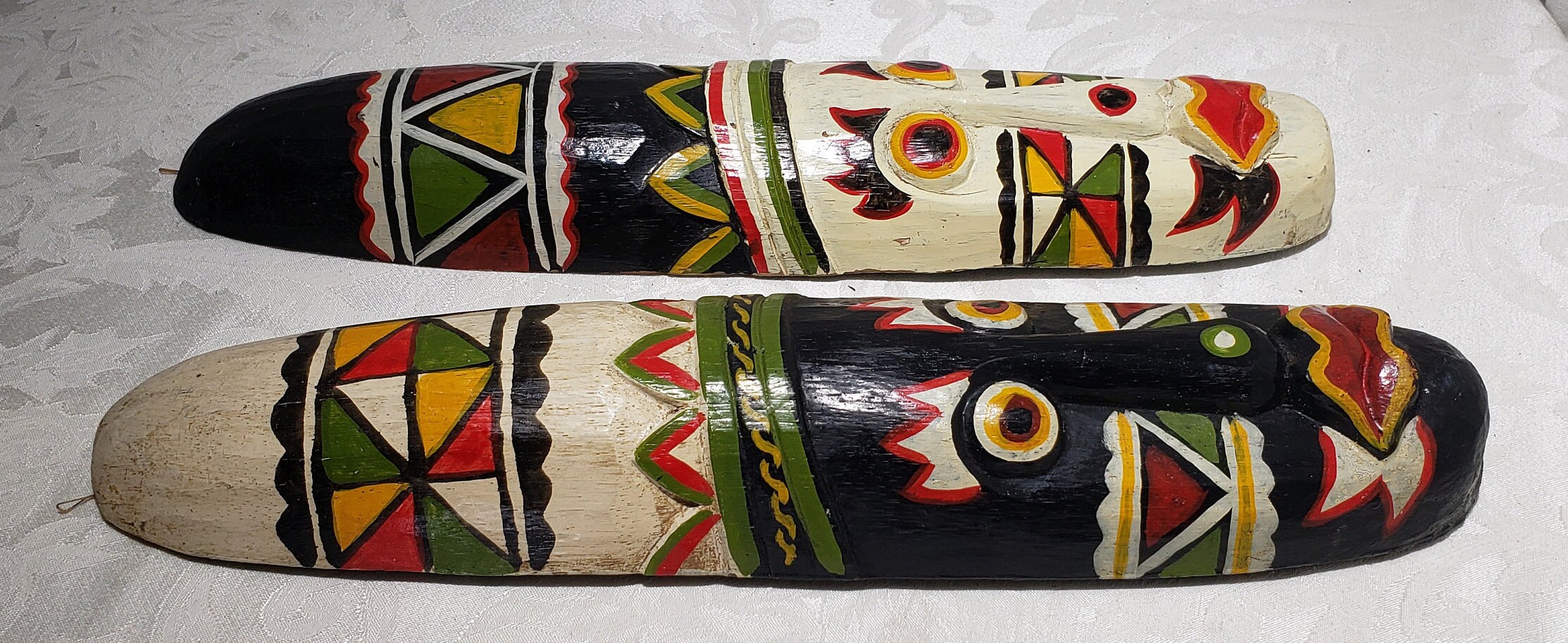 Vintage One Hand Crafted Hand Painted Wood Tribal Decorative