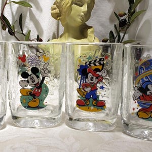 Vintage Set Of 4 McDonald&#39;s Millennium Walt Disney Mickey Mouse Glasses - 2000 McDonald&#39;s Mickey Mouse Glasses