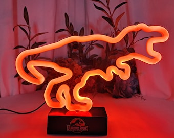 Handpicked Ukonic 9" Tall Jurassic Park T-Rex Logo LED Tabletop Neon Sign - Jurassic Park T-Rex Logo LED Light Sign