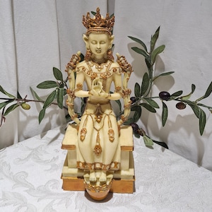 Rare Vintage Seymour Mann 13&quot; Tall Gold Gilt Resin Buddha Statue/Sculpture/Figurine -  Thai Buddhism Religious Icon