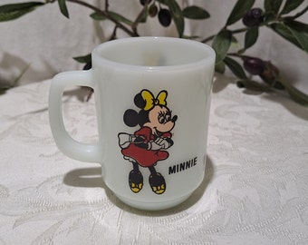 Vintage 1980 Pepsi Collector Series Anchor Hocking Minnie Mouse Milk Glass Coffee/Tea/Beverage Collectible Mug