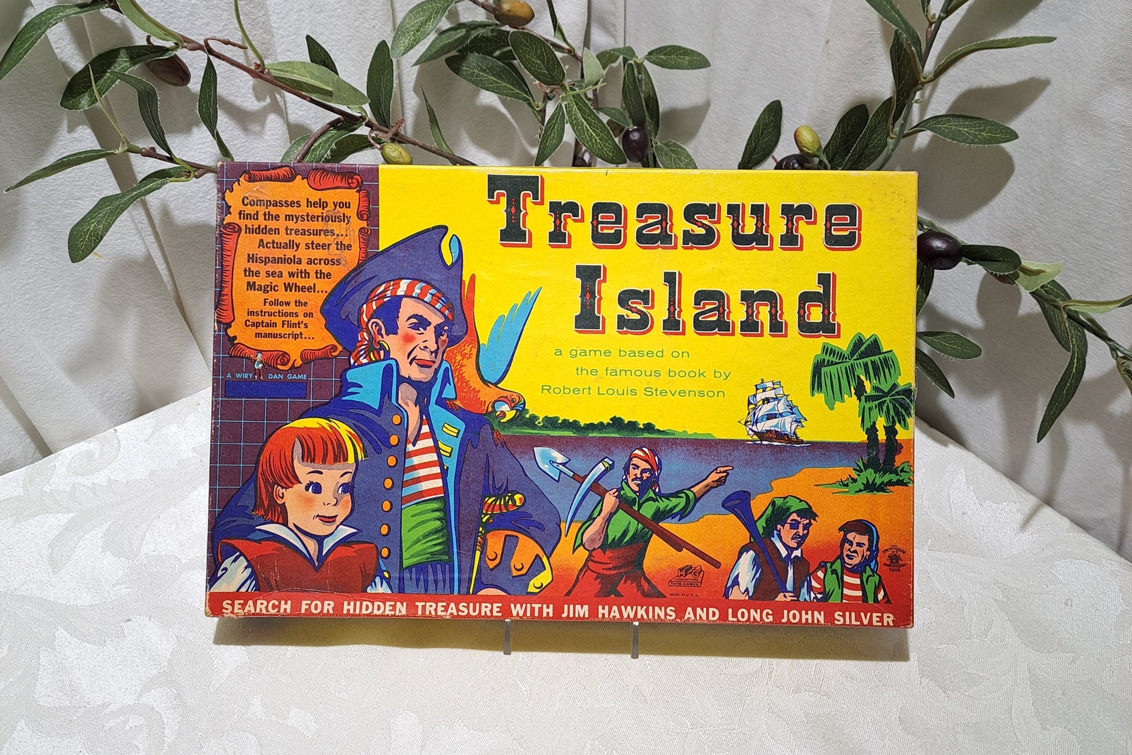 Pirate dice board game for children with treasure island map