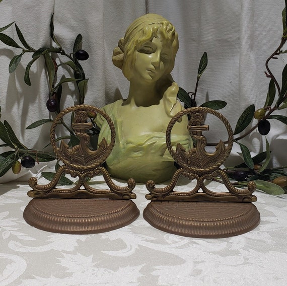 Rare Vintage Ships Anchor Nautical Design Brass Bookends Made In India - Anchor Bookends - Nautical Décor - Life By The Sea - Coastal Chic