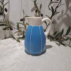 Rare Vintage Roesler Germany No. 5970 White And Teal Art Deco Ceramic Pitcher