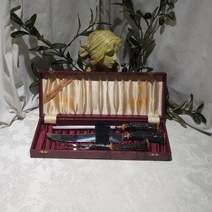 Vintage Fine Quality Forged Kirk&#39;s Sheffield Cutlery 3 Piece Carving Set Sheffield England