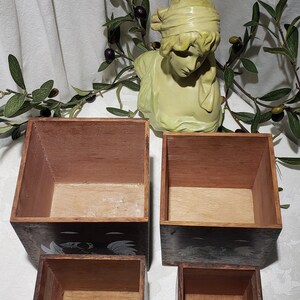 Vintage Mid Century Rooster Design Wooden Canister Set – Japan image 6