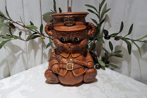 Vintage 1970's Treasure Craft Pottery Police Chief Teddy Bear