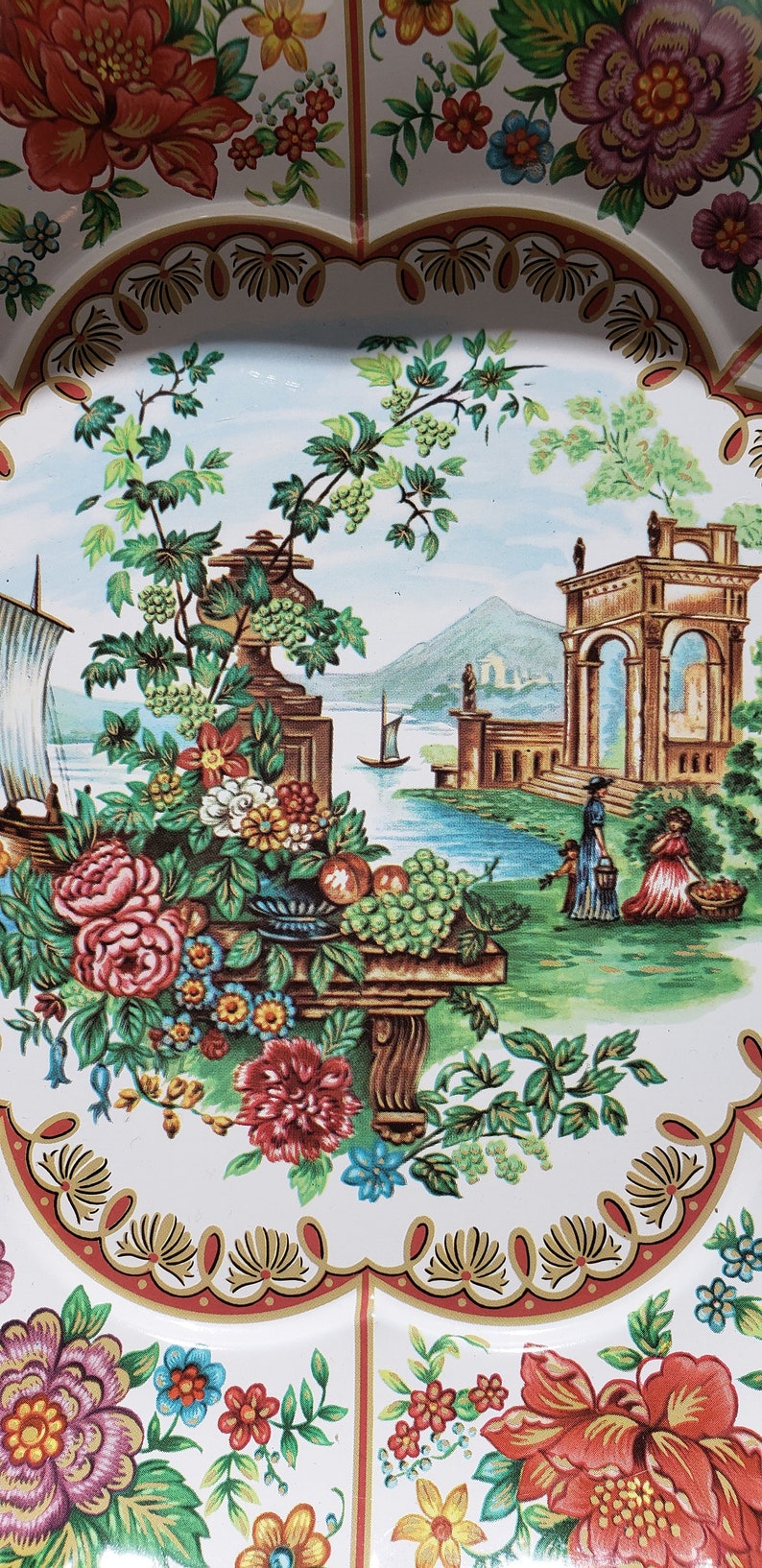 Floral Seaside Landscape Inspired Design Made in England Beautiful Vintage Daher Decorated Ware Decorative Bowl