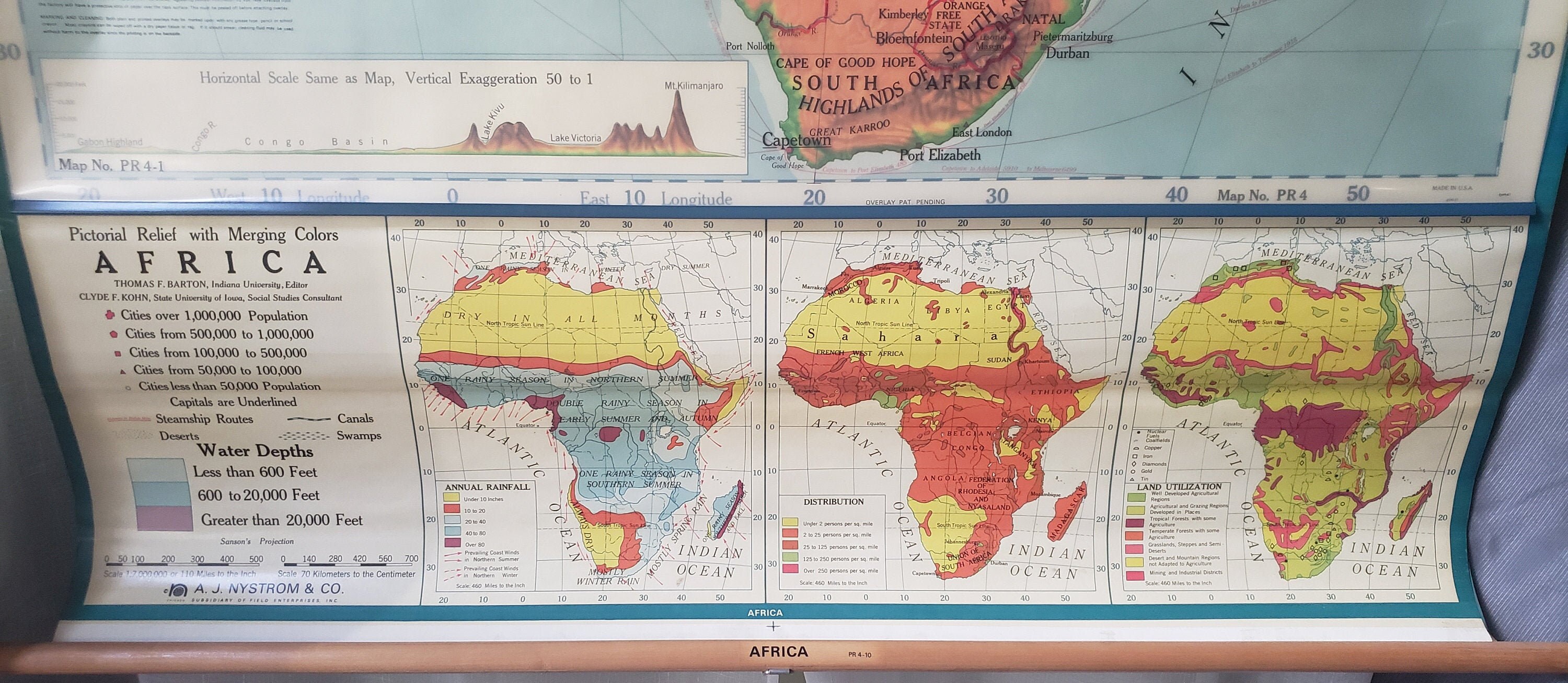 Vintage Africa School Map – A.J. Nystrom Pull Down Chart, 1961 - Etsy display picture 1