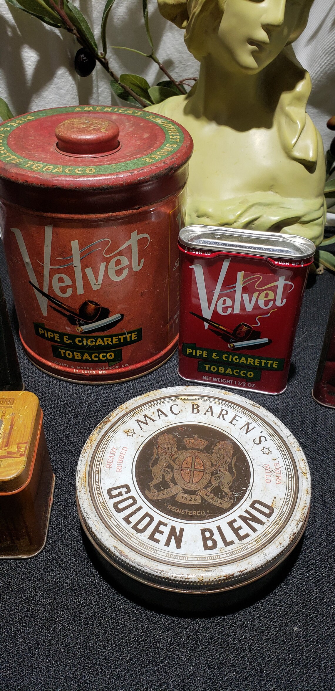 Lot of 7 Vintage Tobacco Tins velvet Mapleton Sir Walter Etsy