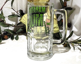 Vintage 1981 Ziggy 32 Ounces Glass Marathon Mug - Never Used - 32oz Ziggy Glass Beer Mug