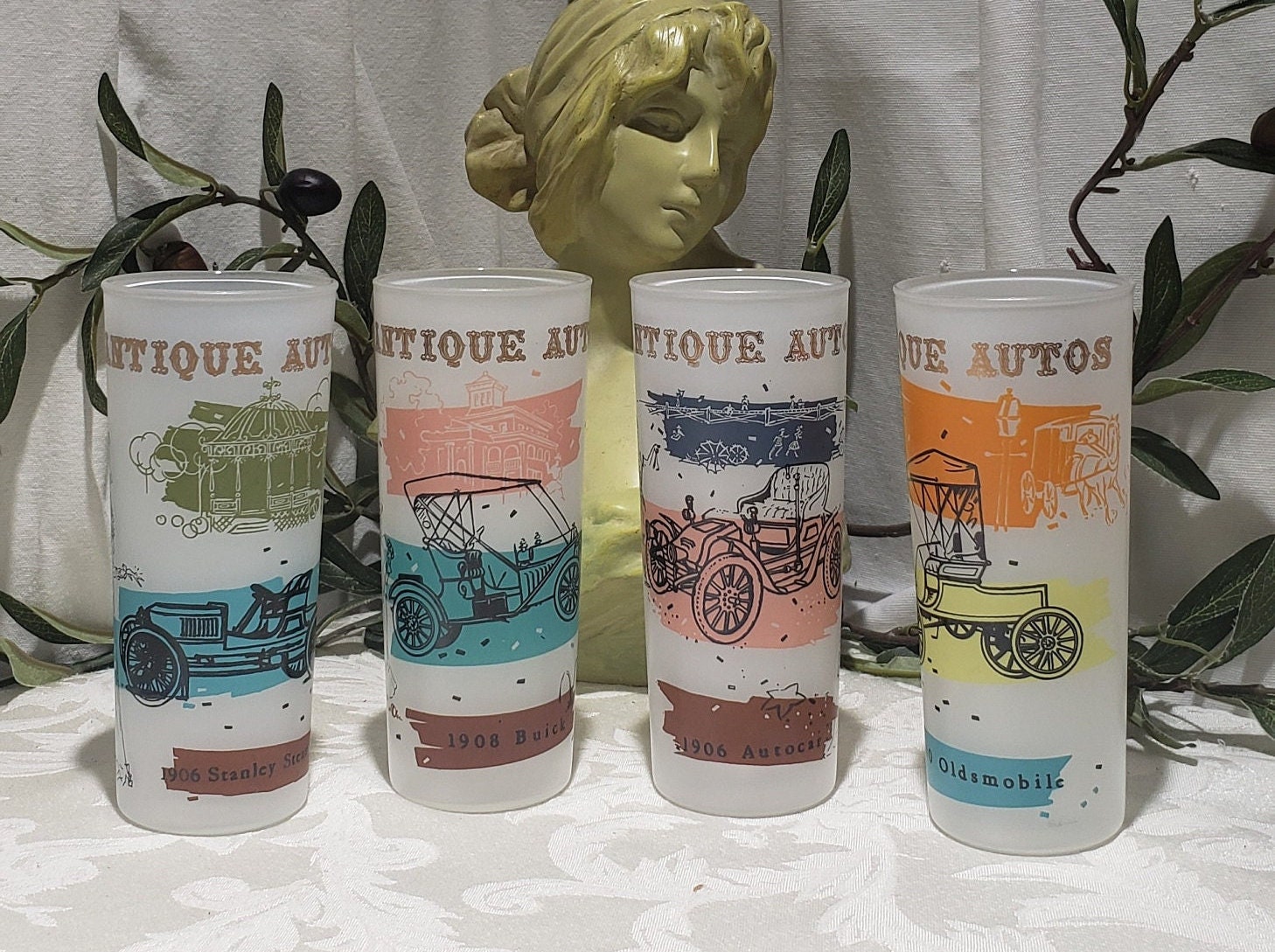 Vintage Set of 4 Libbey Antique Cars Frosted Highball Glasses - Etsy