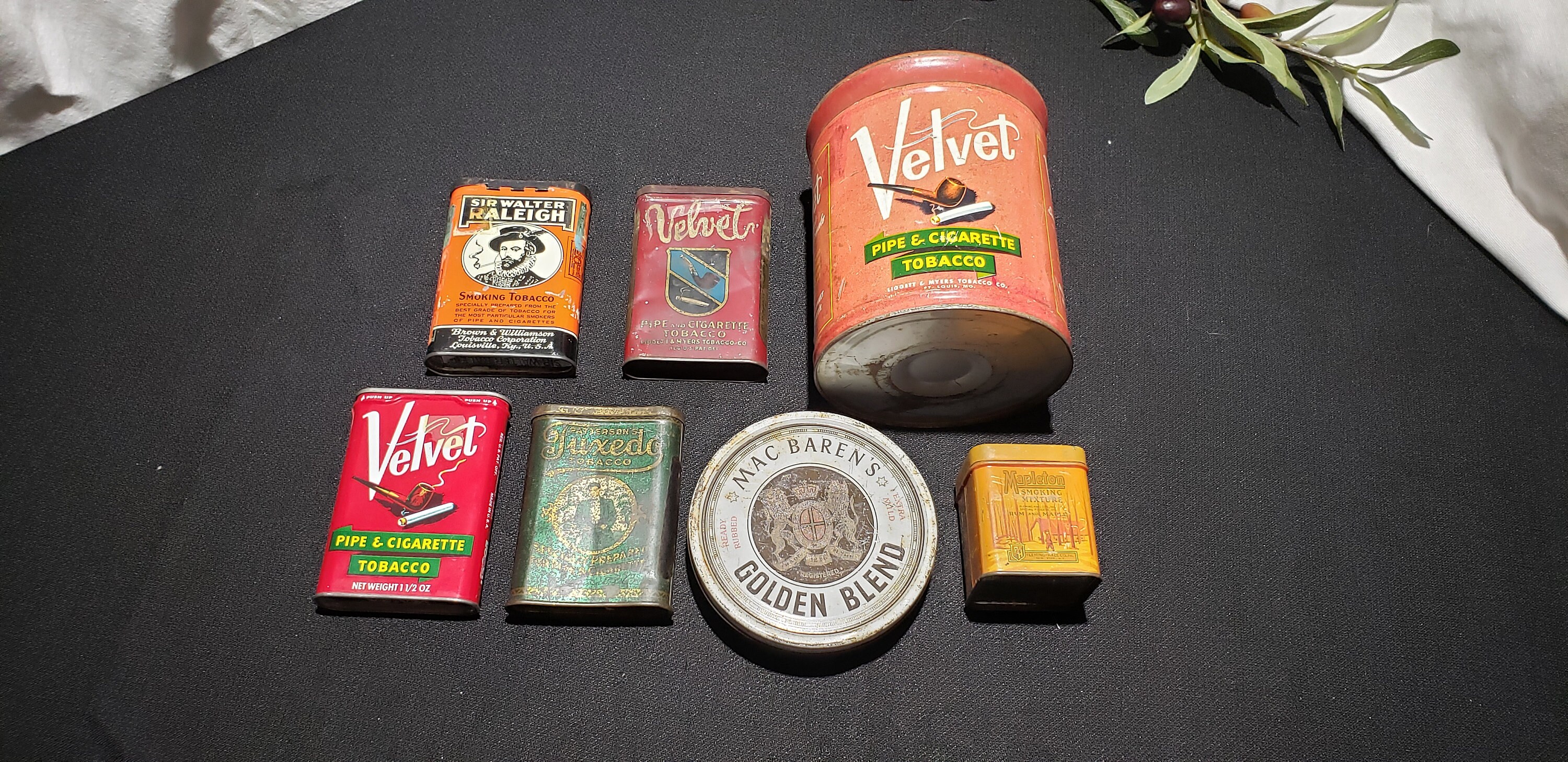 Lot of 7 Vintage Tobacco Tins velvet Mapleton Sir Walter Etsy