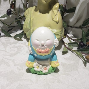 Vintage 1982 Humpty Dumpty Hand Painted Earthenware Bank- Avon Collectible Coin Bank