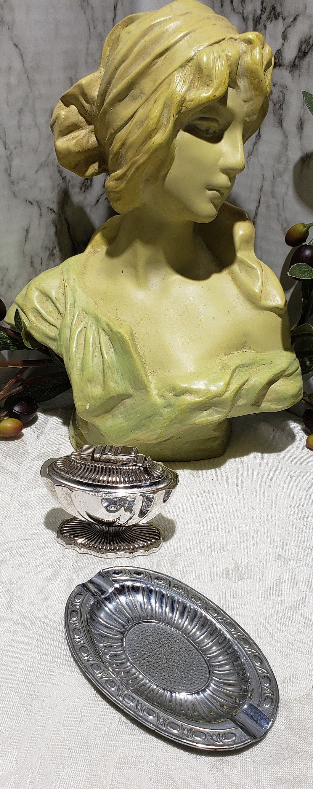 Vintage Occupied Japan Ashtray – Ornate Aluminum Metal Design
