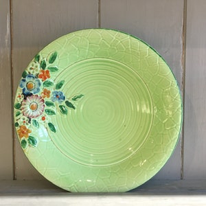 Crown Devon Art Deco Grön Blommig Skål 20 cm