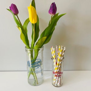 Vintage Glass Ovaltine and Horlicks Mixers , Collectible Ovaltine Mixer, Mid Century Kitchenalia, Collectible Glass, Kitchen Decor, vase.