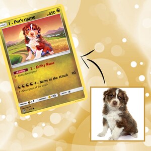 Cartes personnalisées PokePets. Affiche de l'élément dragon. Pokecard numérique pour animaux de compagnie. Art mural anime pour elle et lui.